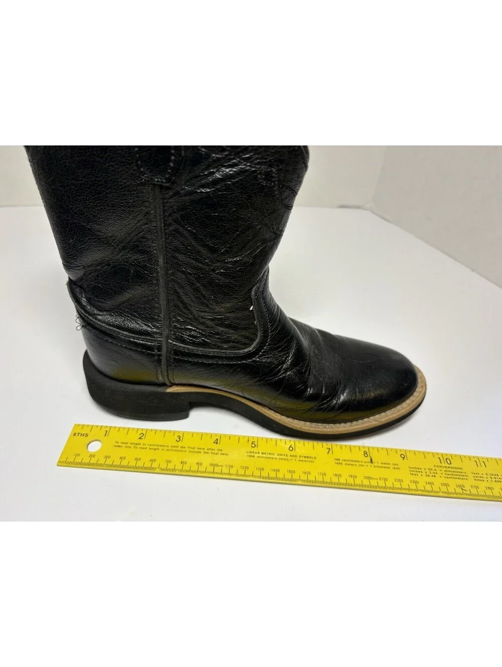 Old West Boots Women 6 Black Leather Western Round Toe B4102 Roper